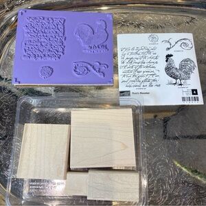 Stampin' Up! RUSTIC ROOSTER (2009) Unmounted STAMP SET (Set of 4)